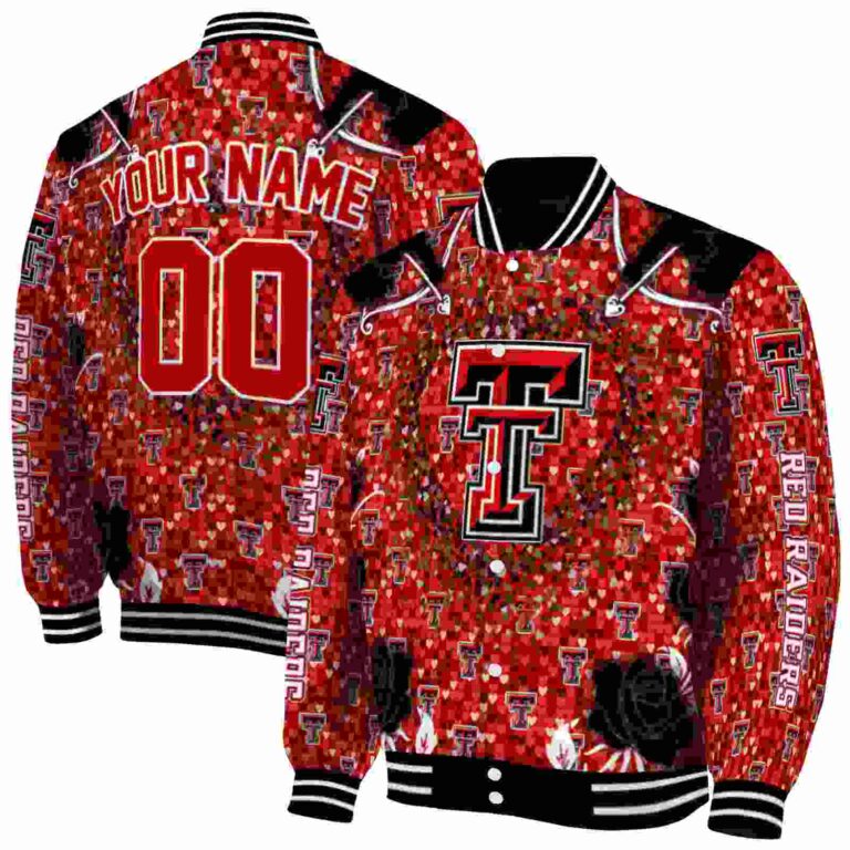 customized texas tech red raiders heart explosion red jacket fashion forward