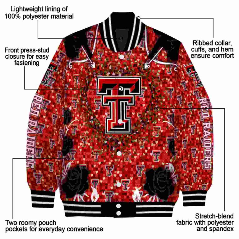 customized texas tech red raiders heart explosion red jacket new arrival