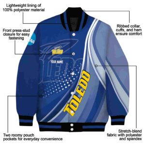 customized toledo rockets wave patterns blue jacket new arrival