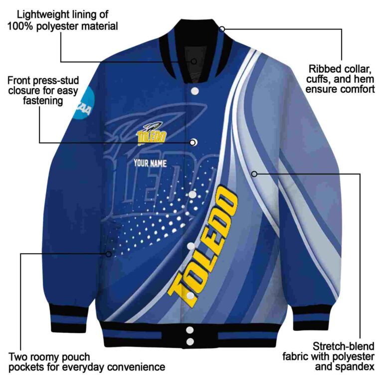 customized toledo rockets wave patterns blue jacket new arrival