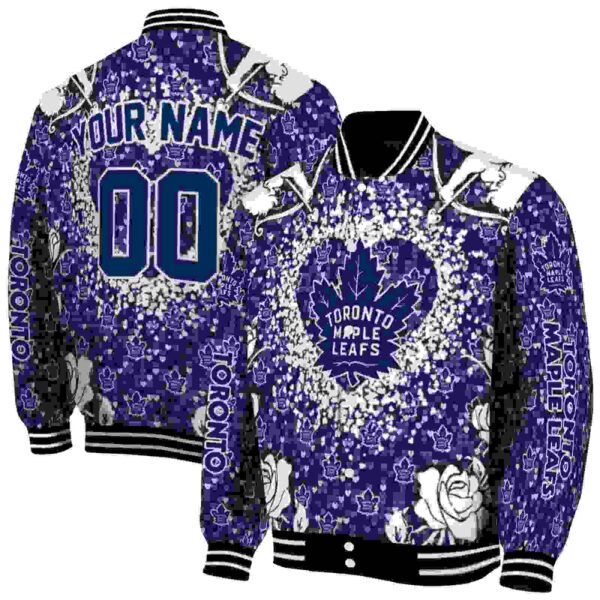 customized toronto maple leafs heart explosion blue jacket fashion forward