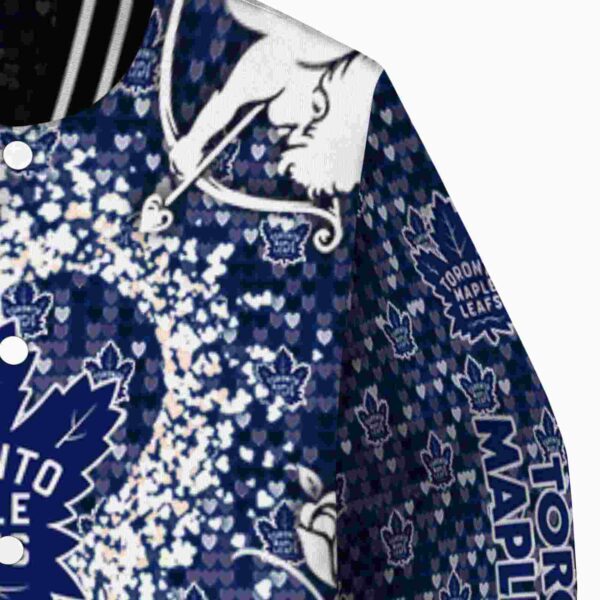 customized toronto maple leafs heart explosion blue jacket premium grade