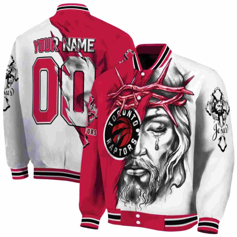 customized toronto raptors jesus tears red white jacket fashion forward