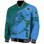 customized tulane green wave fishing rod blue jacket best selling