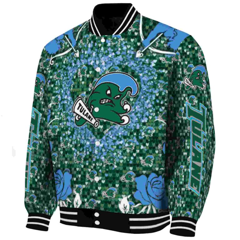 customized tulane green wave heart explosion green jacket best selling