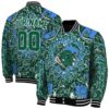 customized tulane green wave heart explosion green jacket fashion forward