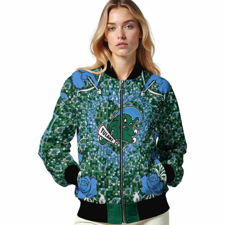 customized tulane green wave heart explosion green jacket latest model