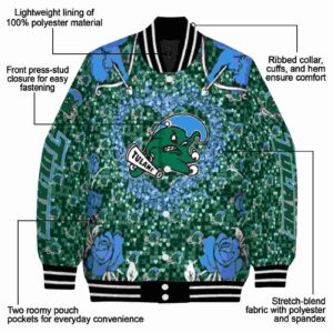 customized tulane green wave heart explosion green jacket new arrival