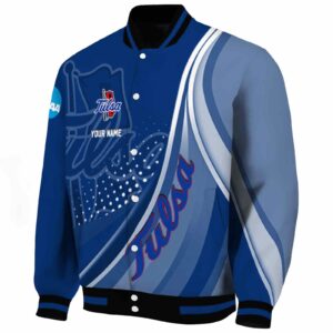 customized tulsa golden hurricane wave patterns blue jacket best selling