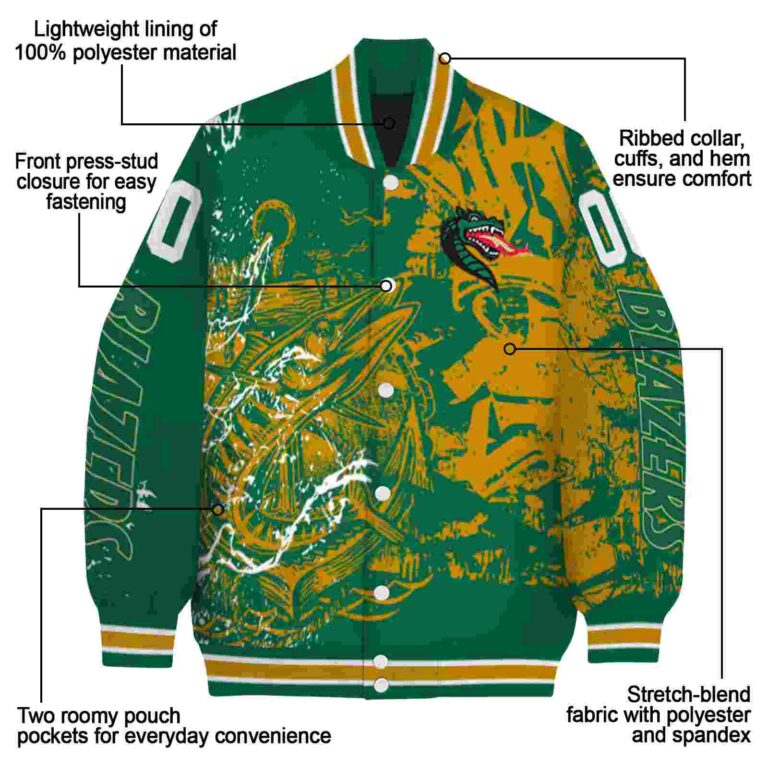 customized uab blazers fishing art green jacket new arrival