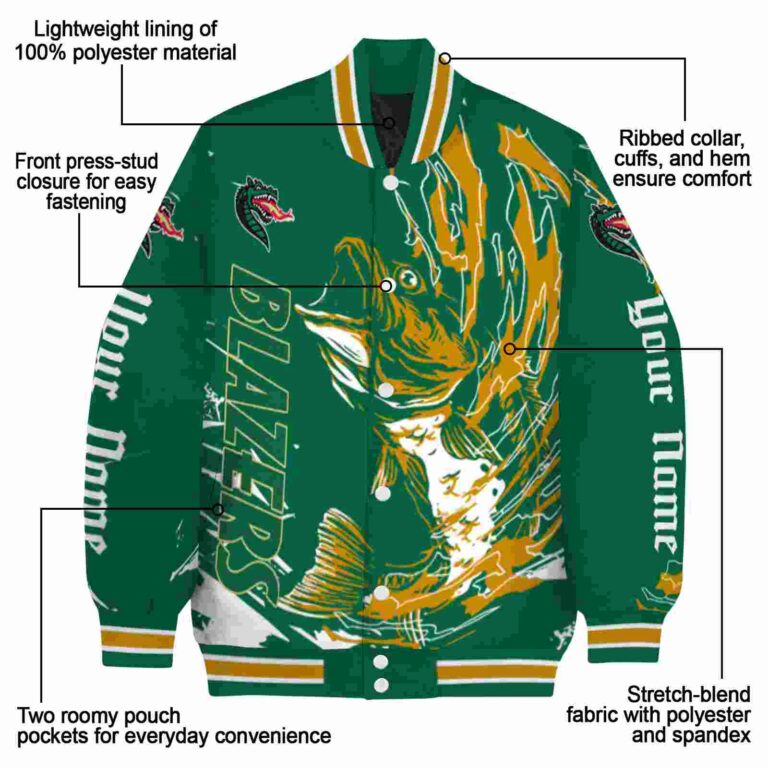 customized uab blazers fishing passion green white jacket new arrival