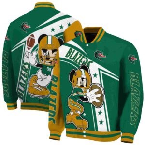 customized uab blazers mickey football green white jacket fashion forward