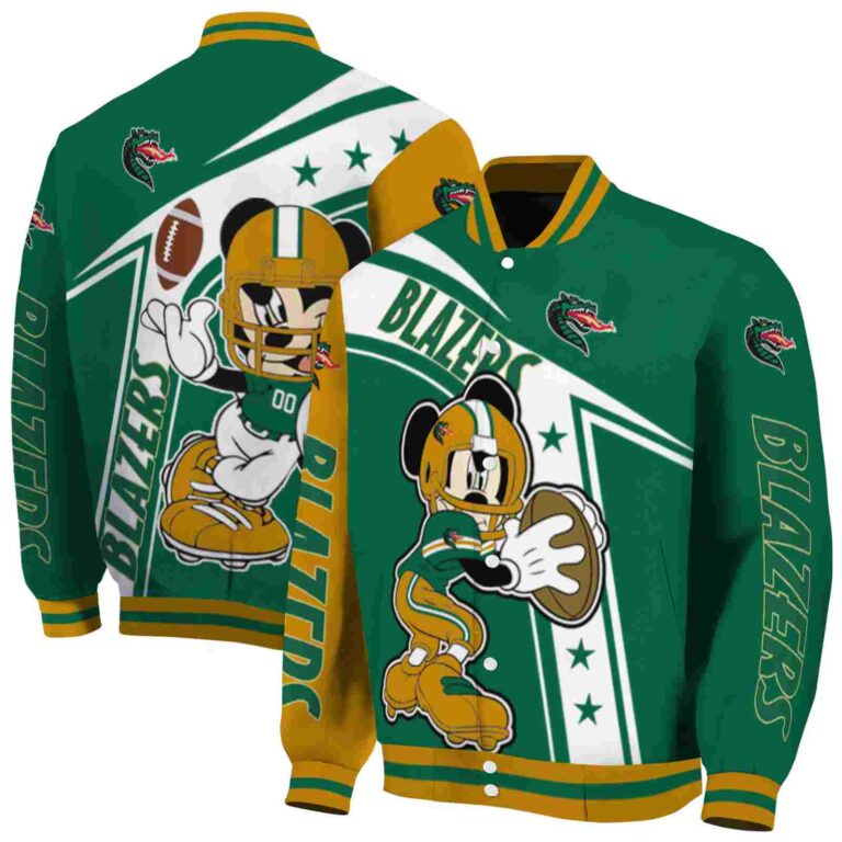 customized uab blazers mickey football green white jacket fashion forward