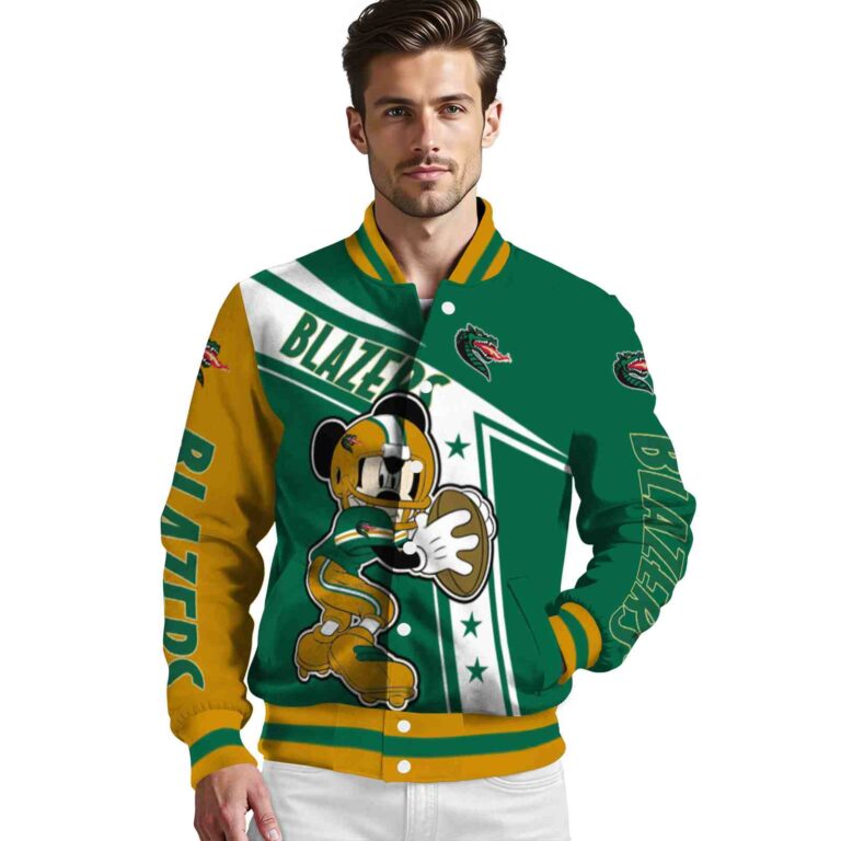 customized uab blazers mickey football green white jacket high quality