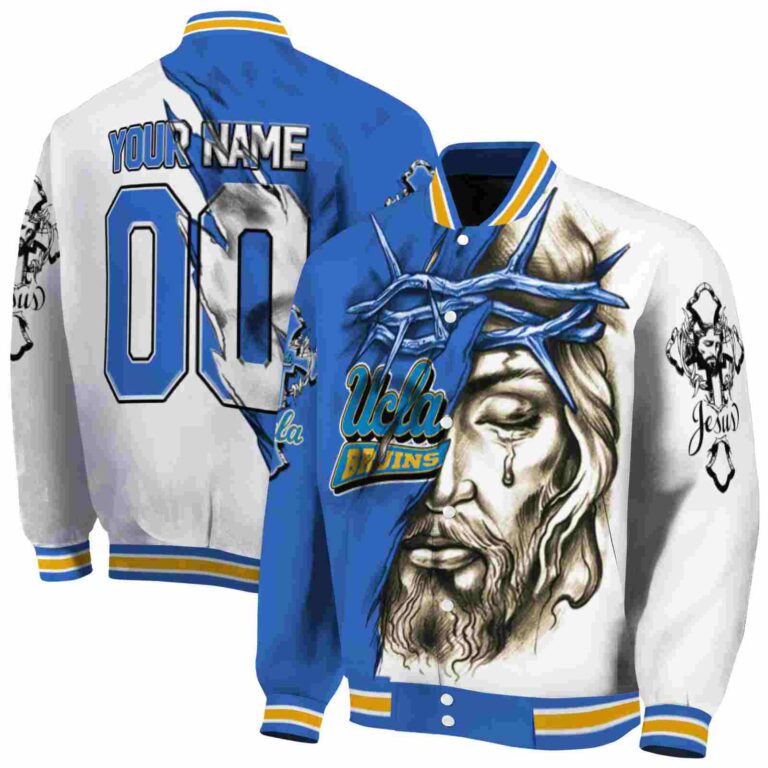 customized ucla bruins jesus tears blue white jacket fashion forward