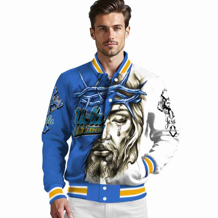 customized ucla bruins jesus tears blue white jacket high quality