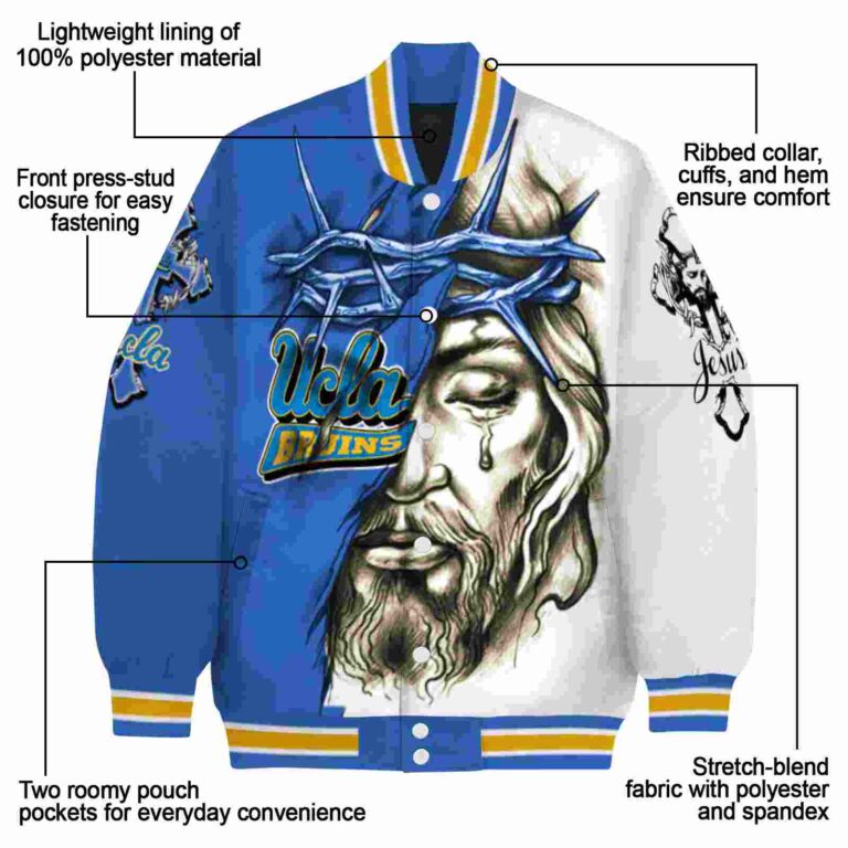 customized ucla bruins jesus tears blue white jacket new arrival