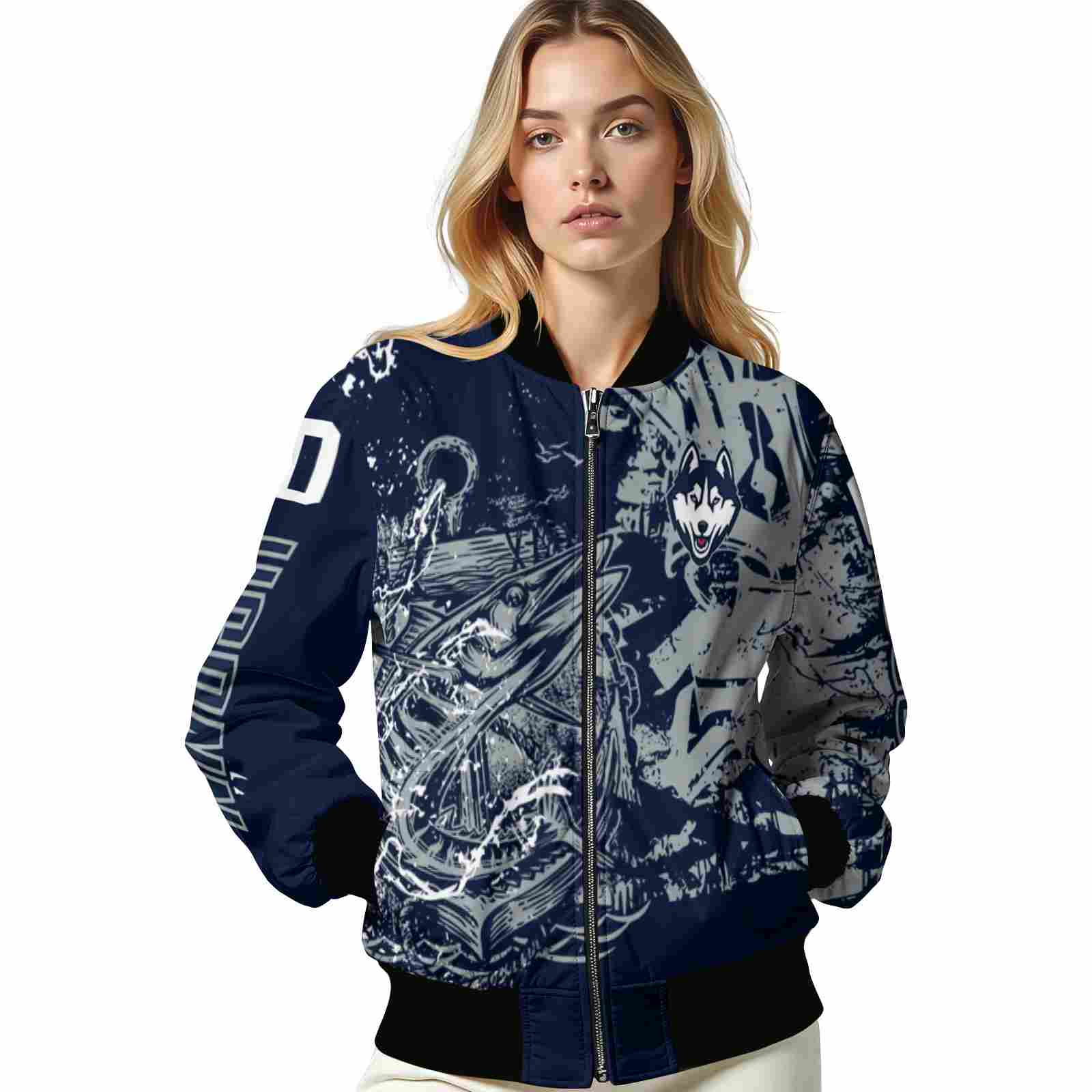 customized uconn huskies fishing art blue jacket latest model customized uconn huskies fishing art blue jacket latest model
