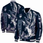 customized uconn huskies fishing passion blue white jacket best selling