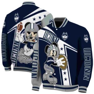 customized uconn huskies mickey football blue white jacket fashion forward