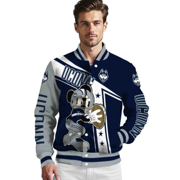 customized uconn huskies mickey football blue white jacket high quality