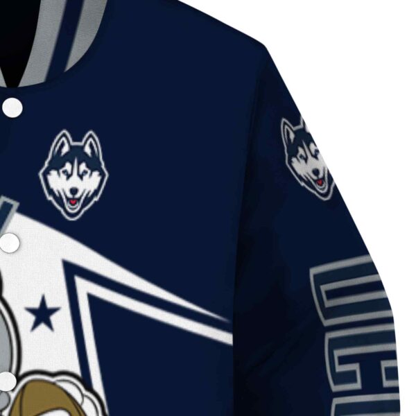 customized uconn huskies mickey football blue white jacket premium grade