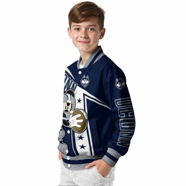 customized uconn huskies mickey football blue white jacket trendy