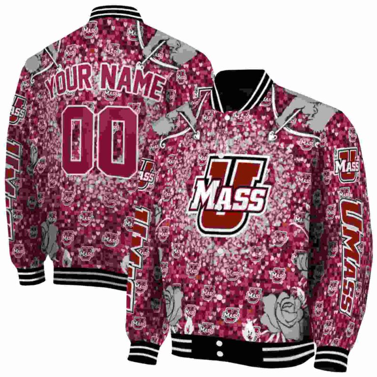 customized umass minutemen heart explosion red jacket fashion forward