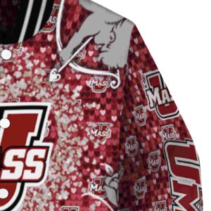 customized umass minutemen heart explosion red jacket premium grade