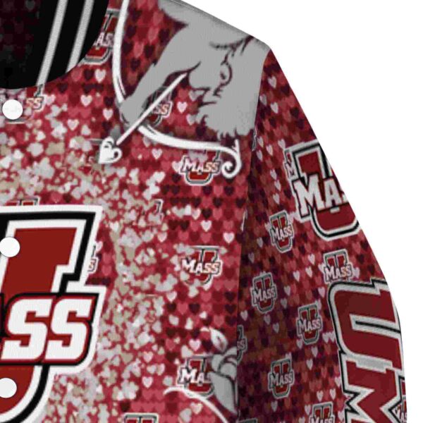 customized umass minutemen heart explosion red jacket premium grade