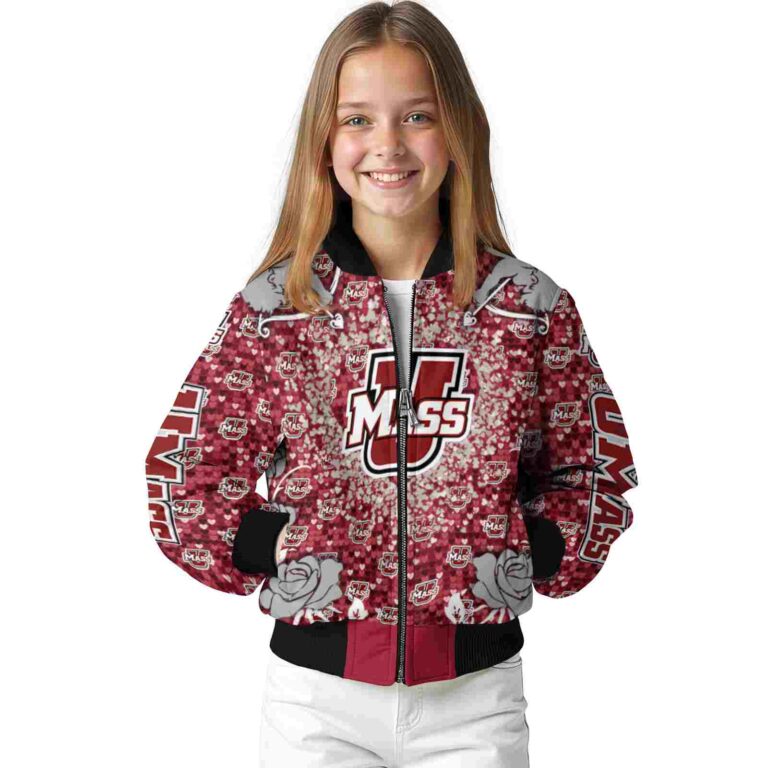 customized umass minutemen heart explosion red jacket top rated