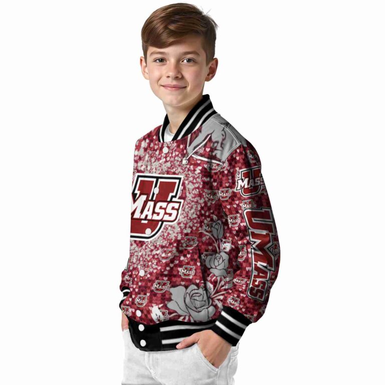 customized umass minutemen heart explosion red jacket trendy