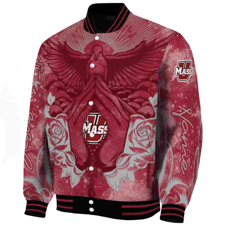 customized umass minutemen praying hands red jacket best selling