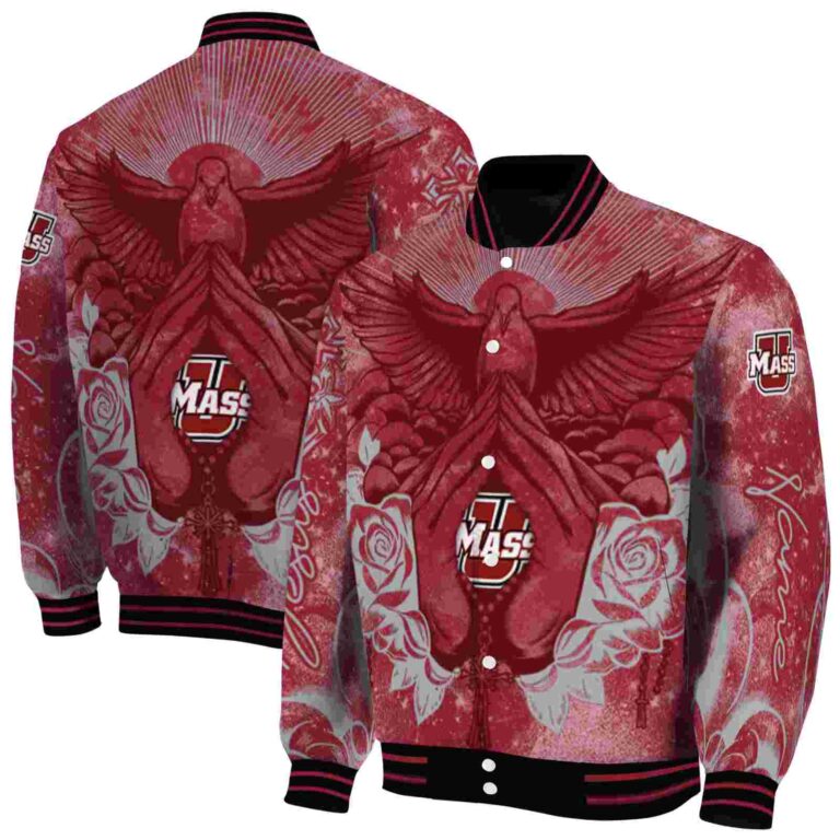 customized umass minutemen praying hands red jacket fashion forward