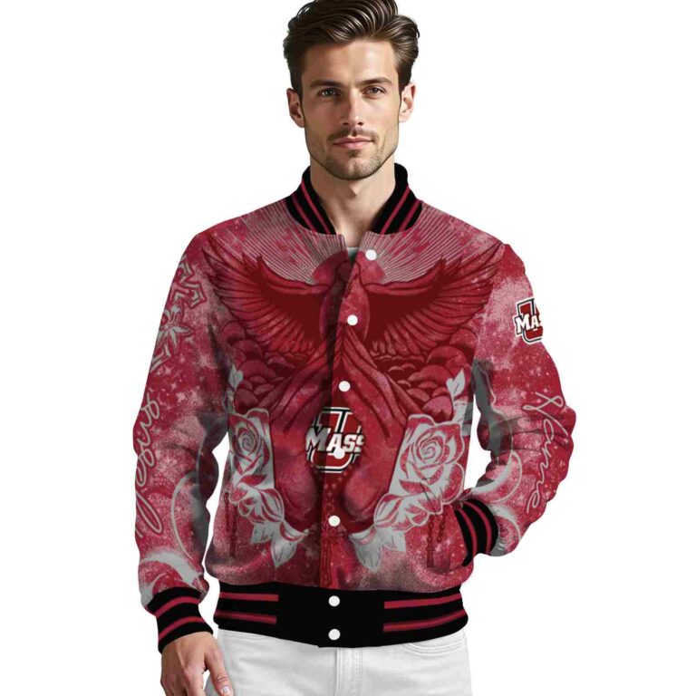 customized umass minutemen praying hands red jacket high quality
