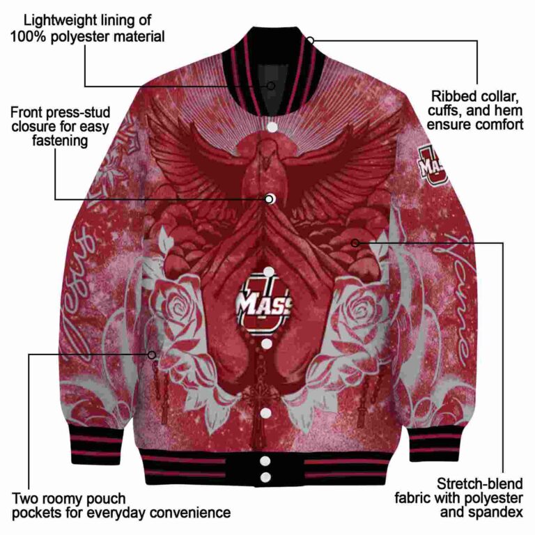 customized umass minutemen praying hands red jacket new arrival