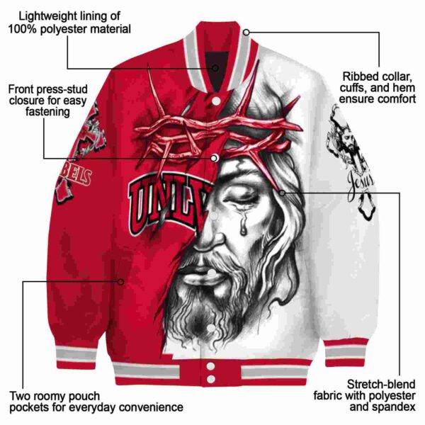 customized unlv rebels jesus tears red white jacket new arrival