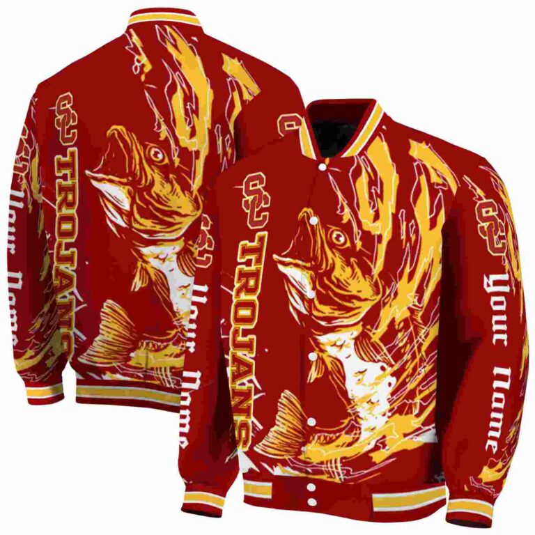 customized usc trojans fishing passion red white jacket fashion forward
