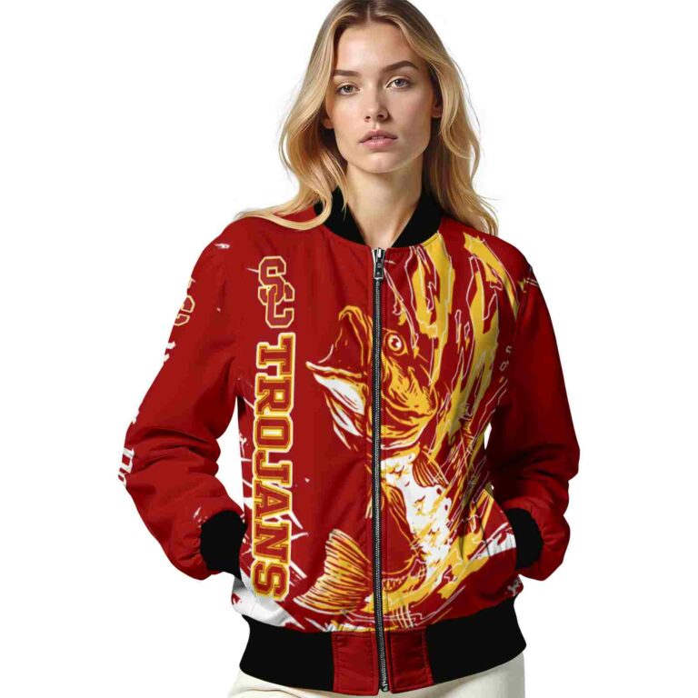 customized usc trojans fishing passion red white jacket latest model
