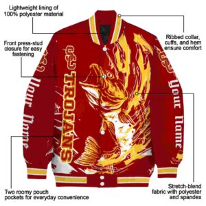 customized usc trojans fishing passion red white jacket new arrival