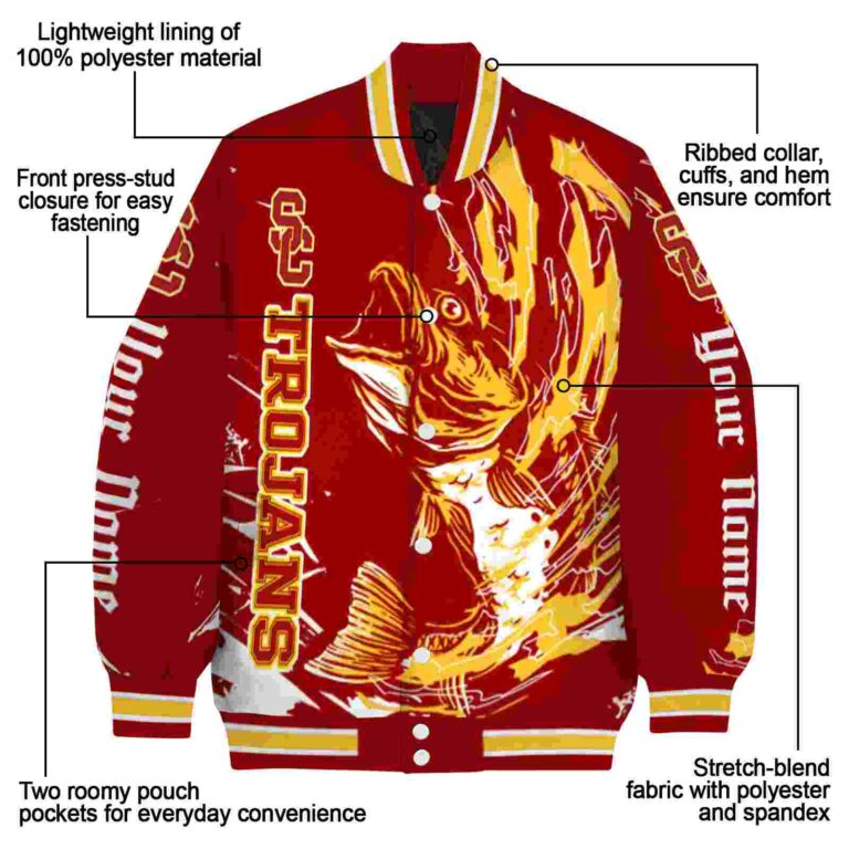 customized usc trojans fishing passion red white jacket new arrival