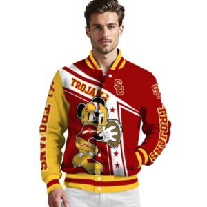 customized usc trojans mickey football red white jacket high quality