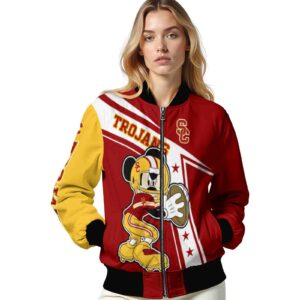 customized usc trojans mickey football red white jacket latest model