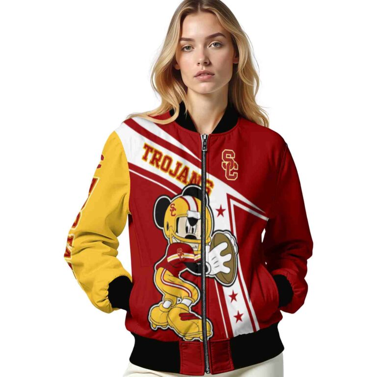 customized usc trojans mickey football red white jacket latest model