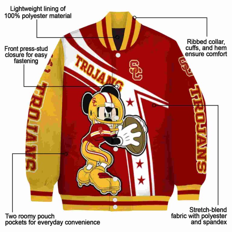 customized usc trojans mickey football red white jacket new arrival