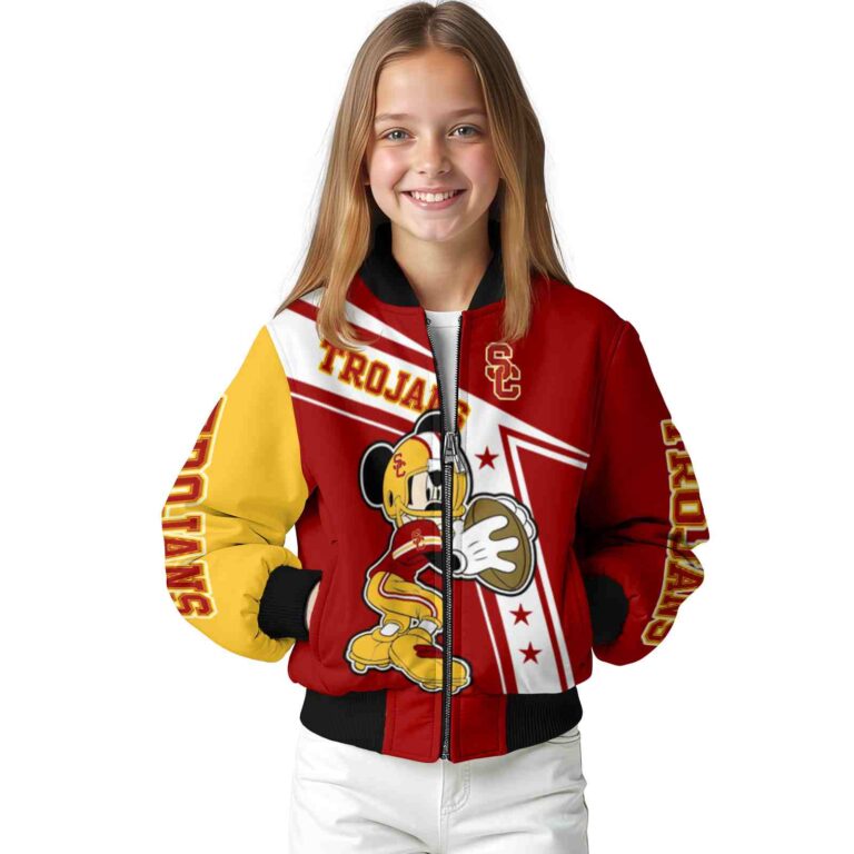 customized usc trojans mickey football red white jacket top rated
