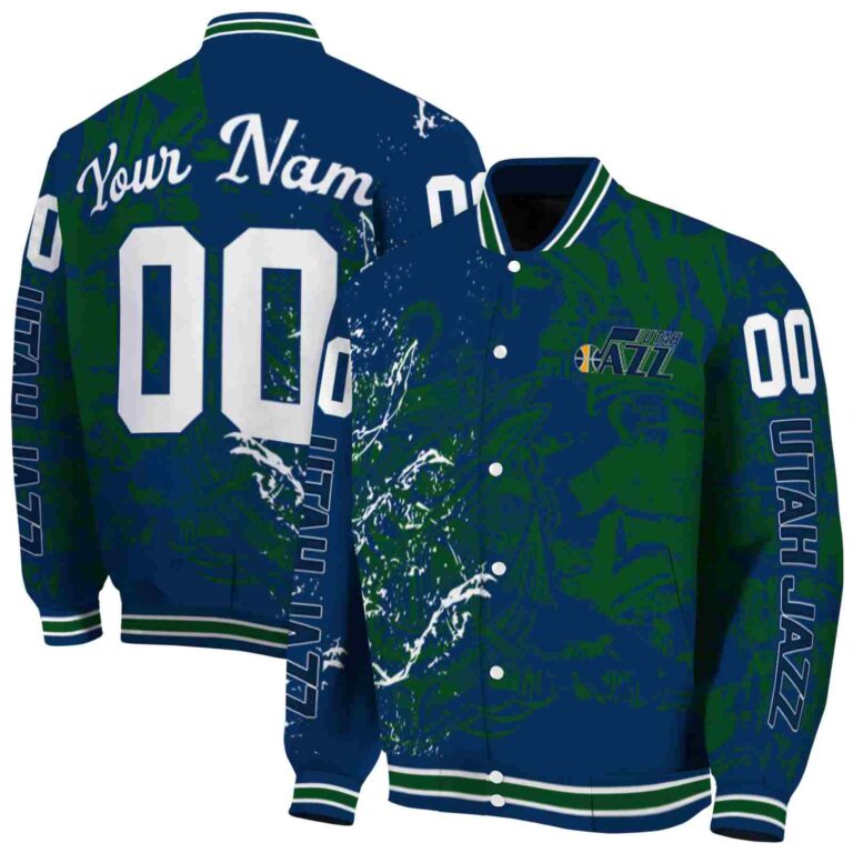 customized utah jazz fishing art navy jacket fashion forward