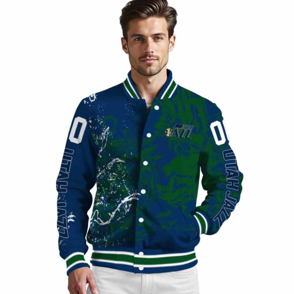 customized utah jazz fishing art navy jacket high quality