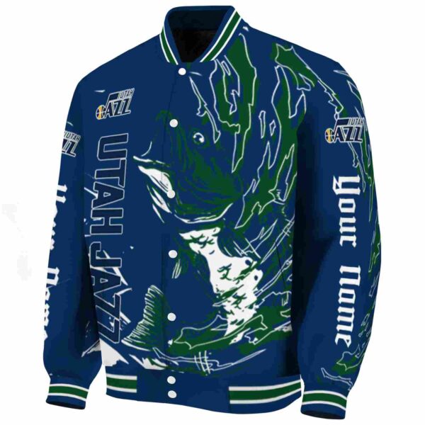customized utah jazz fishing passion navy white jacket best selling