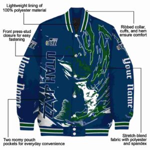 customized utah jazz fishing passion navy white jacket new arrival